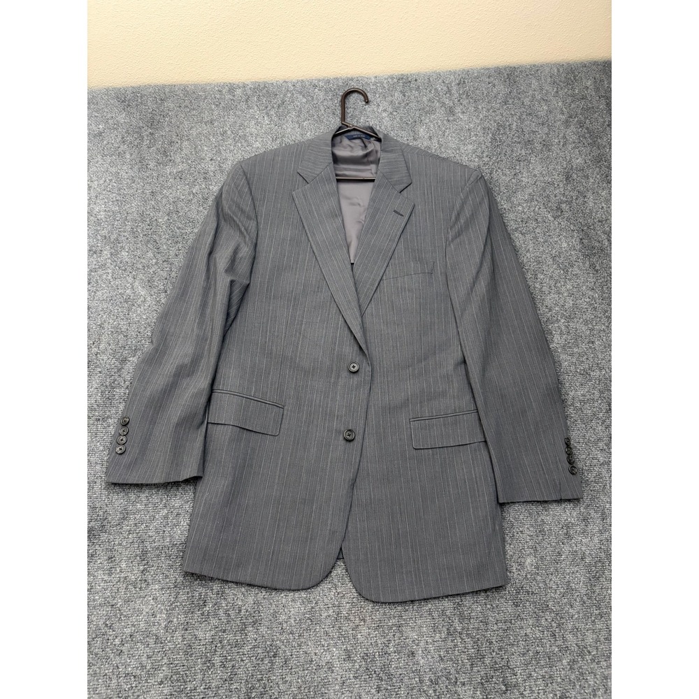 Brooks Brothers Brookscool Mens 42L Gray Pinstripe Wool Blend Blazer Jacket